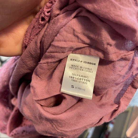 Tea n Rose Mauve Eyelet Cutout Tiered Dress Small - Picture 4 of 6